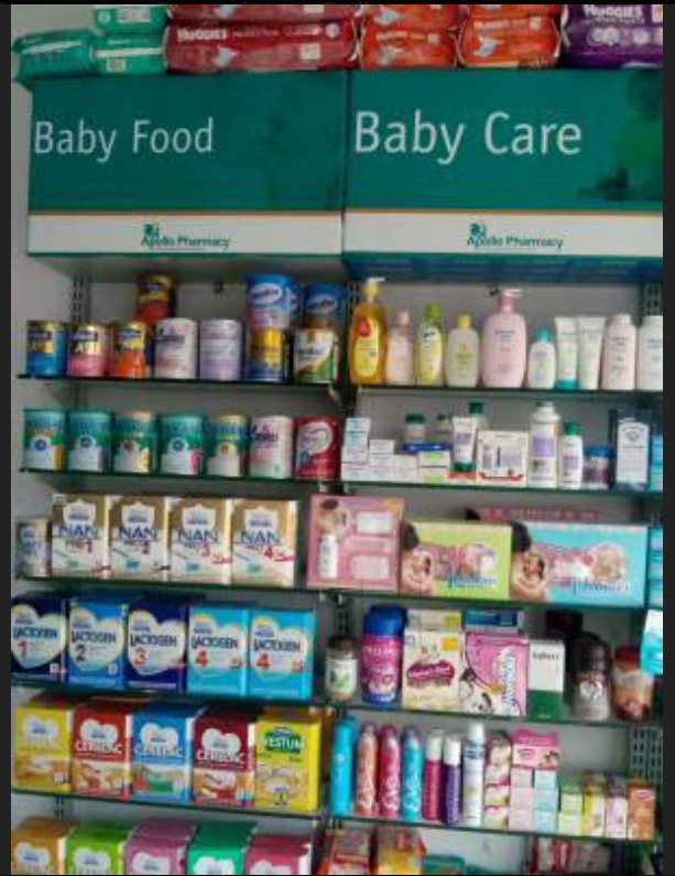 Baby care products section